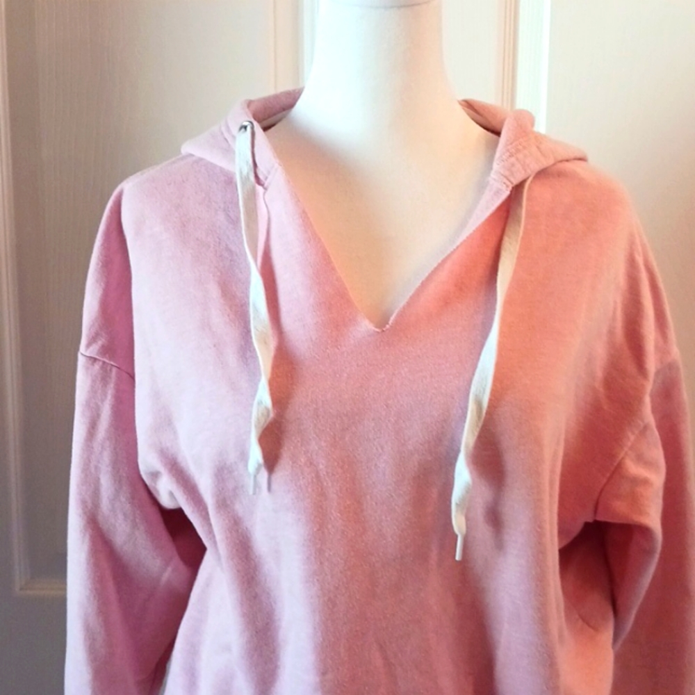 Blush Pink Cropped Hoodie Juniors L Loungewear Athletic Top - Picture 3 of 8